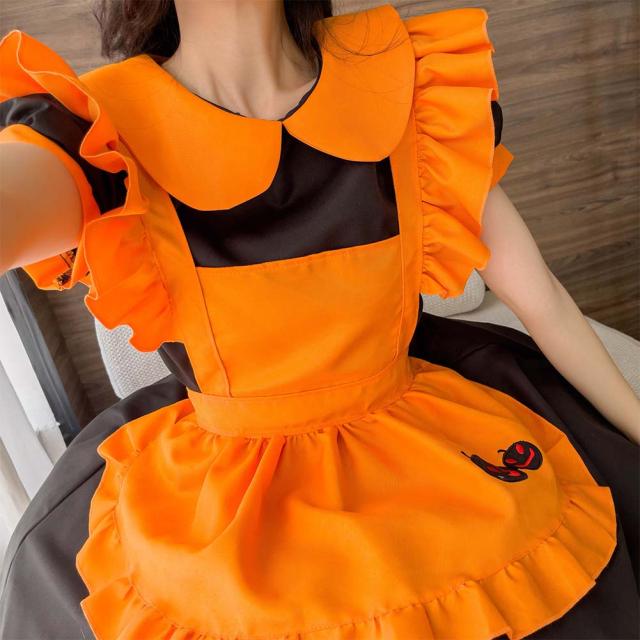 メイド服 コスプレ メイド エプロン 魔女 メイドコスチューム 仮装 レディース メンズ セット 一式 こすぷれ イベント パーティー 大人 男女兼用 ストッキング 2足セット付_7