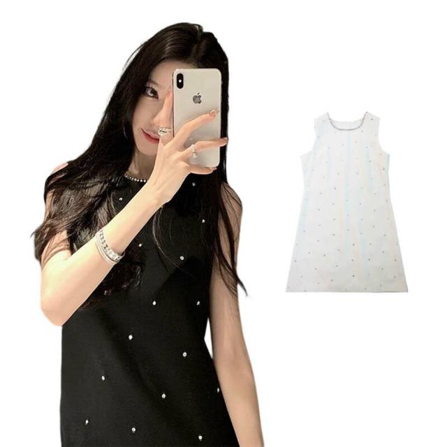 ショート丈 パーティードレス キャバ お水 キャバドレス ノースリーブ ビジュー Aライン ドレス レディース ワンピース ミニドレス