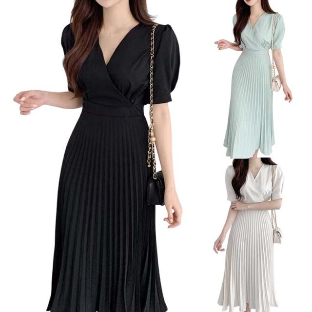 レディース ワンピース プリーツ ワンピース オフィス きれいめ 体型 通勤 レディースワンピース  夏