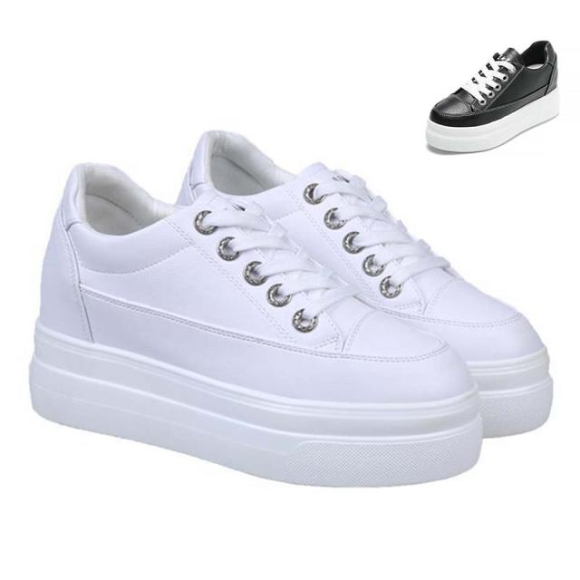 厚底シューズ ローカット スニーカー  レディース靴 ひもスニーカー インヒール 通学 カジュアル