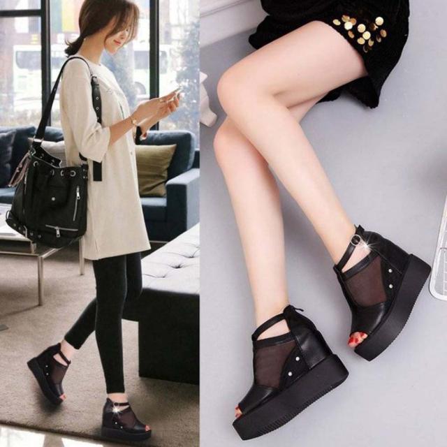 厚底サンダル 夏 シースルー ブーツサンダル ウェッジソール サマー