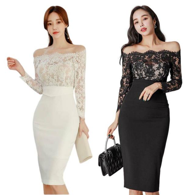 ワンピース 肩出し ドレス 膝丈 肩開き レディース パーティドレス　大人　キレイめ　エレガント 上品　女子会 二次会