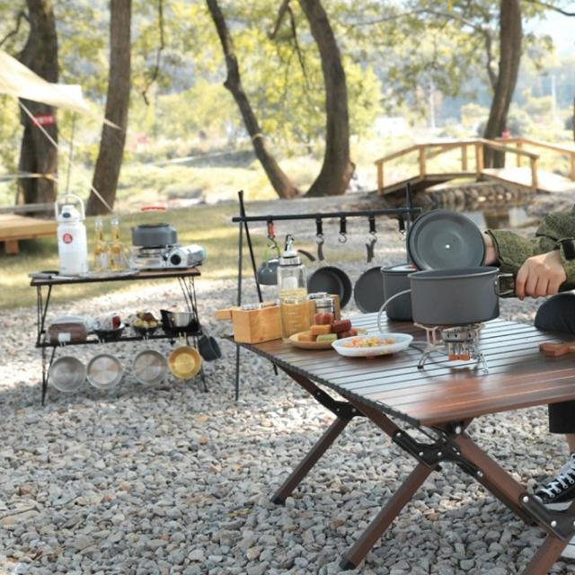 アルミ クッカーセット 15点セット アウトドア鍋 軽量 アルミニウム 折畳み式 調理器具 ハイキング調理器具 鍋 クッカー セット 調理器具セット 収納袋付き 調理器具 キャンプ用品 BBQ 食器 登山 キャンプ 5-6人用_15
