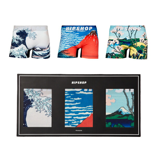 HIPSHOP/ヒップショップ 3点セット/富嶽三十六景　３Pアンダーパンツ　メンズ／前閉じ M/L HD2241A301 ボクサーパンツ