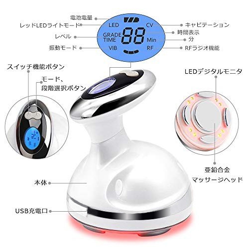 超音波痩身 振動マッサージ ラジオ波 脂肪燃焼 EMS LED光エステ 小顏 ニキビ消し 日本語説明書付き_3