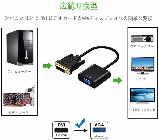 DVI to VGA 変換アダプタ DVIオス to VGAメス変換 DVIデジタル信号変換 1080p対応 24+1 DVI-D 変換 金メッキコネクタ搭載  HDTV DVD プロの通販はau PAY マーケット - アナミストア