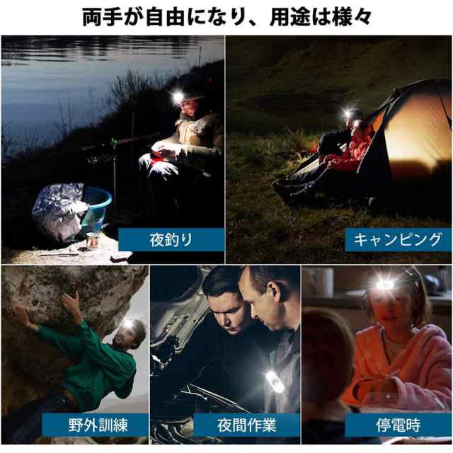 キャップライト 2個セット 6COBヘッドライト ヘルメットライト クリップライト ２WAY 帽子ライト 両方使用可 防災 作業用 軽量 充電式  登の通販はau PAY マーケット - アナミストア