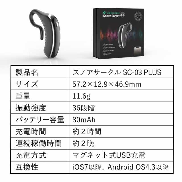 最新 いびき防止 スノアサークル Plus・Snore Earset E4 