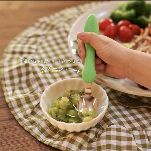 日本製！エジソンママ Newカラーじょうずに食べられる 子供用フォークスプーンセット  お名前スペース付き ベビー食器 カトラリー