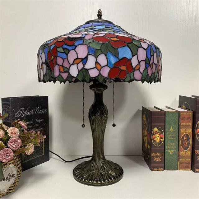 ⭐️動作確認済⭐️【アンティーク】ステンドグラスランプ スタンド 花柄 40*57CM 花柄ステンドグラスランプ スタンド照明 おしゃれ ガラス 上質