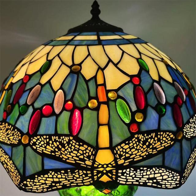 ステンドグラス　ランプ　トンボ　ヴィンテージ　照明　レトロランプ　卓上ランプ アンティーク ステンドグラス 卓上ランプ トンボ とんぼ