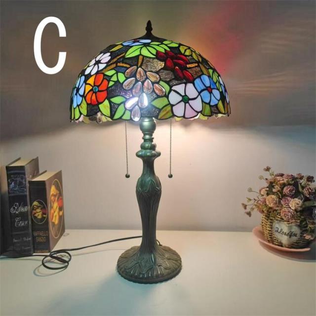40*58CM ステンドグラスランプ スタンド照明 おしゃれ 花柄 ガラス 上質 ステンドグラス ランプ アンティーク 小型 LED対応 ギフト 卓上照明 テーブルランプ 卓上照明器具 ナイトランプ ライト プレゼント ギフト　合金台座　豪華_3