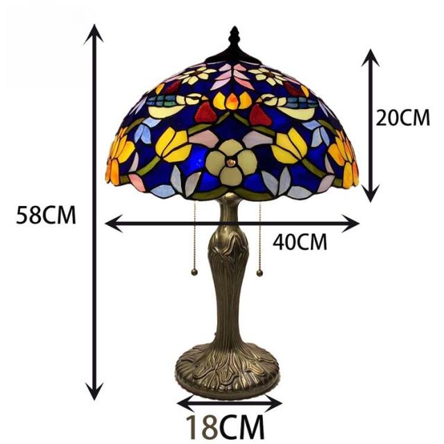 40*58CM ステンドグラスランプ スタンド照明 おしゃれ 花柄 ガラス 上質 ステンドグラス ランプ アンティーク 小型 LED対応 ギフト 卓上照明 テーブルランプ 卓上照明器具 ナイトランプ ライト プレゼント ギフト　合金台座　豪華_4
