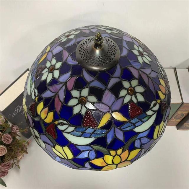 40*58CM ステンドグラスランプ スタンド照明 おしゃれ 花柄 ガラス 上質 ステンドグラス ランプ アンティーク 小型 LED対応 ギフト 卓上照明 テーブルランプ 卓上照明器具 ナイトランプ ライト プレゼント ギフト　合金台座　豪華_8