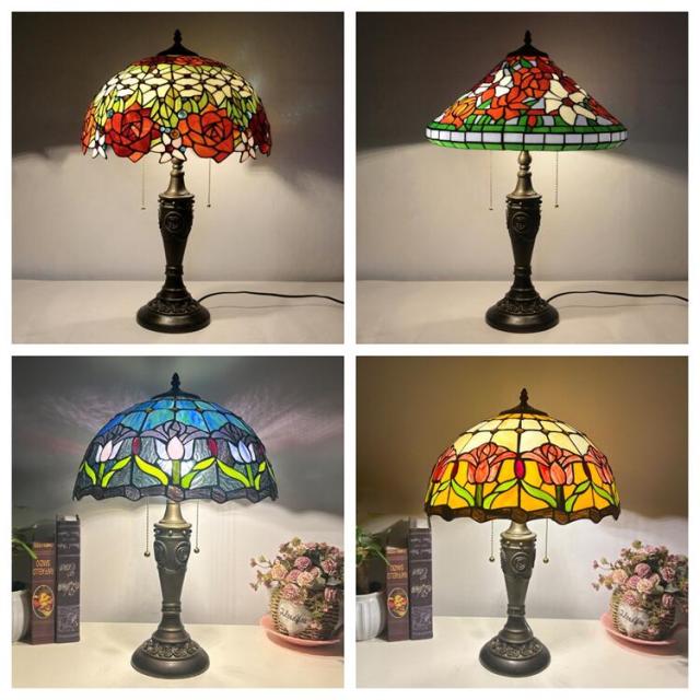 ※ステンドグラス ランプ スタンド アンティーク 高さ約65cm 葉っぱ  アンティーク ステンドグラス ランプ 大型 40*65CM トンボ柄