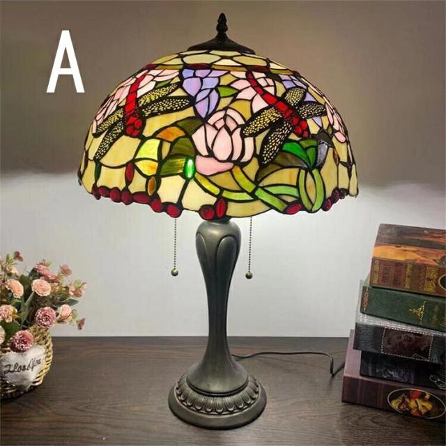 41*62CM 花柄 6タイプ展開　ステンドグラスランプ スタンド照明 おしゃれ ガラス 上質 ステンドグラス ランプ アンティーク 小型 LED対応 ギフト 卓上照明 テーブルランプ 卓上照明器具 ナイトランプ ライト プレゼント ギフト　合金台座　イエロー　豪華_1