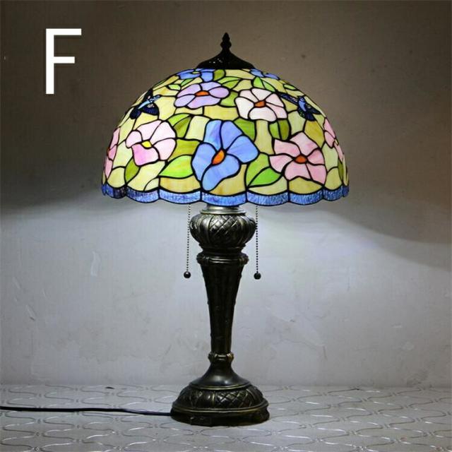 40*63CM 花柄 10タイプ展開　ステンドグラスランプ スタンド照明 おしゃれ ガラス 上質 ステンドグラス ランプ アンティーク 小型 LED対応 ギフト 卓上照明 テーブルランプ 卓上照明器具 ナイトランプ ライト プレゼント ギフト　合金台座　イエロー　豪華_6