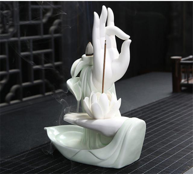 緑/白 倒流香 香炉 お香ホルダー 流川香 香炉用品 セラミック 置物