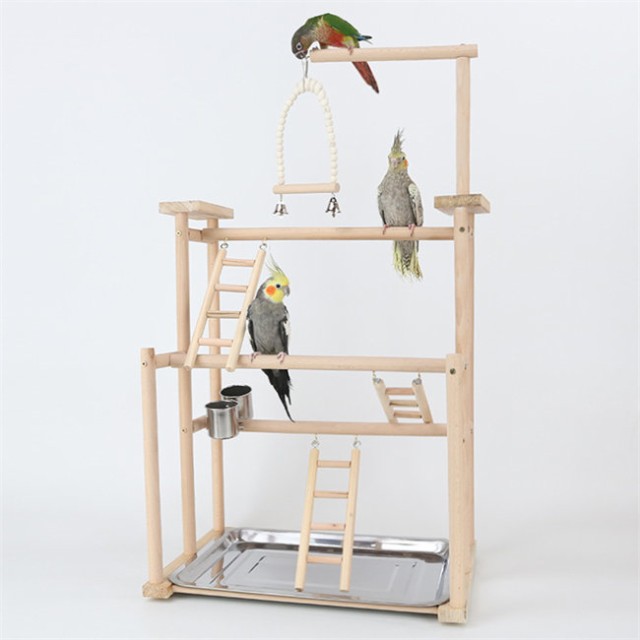 【高さ約79cm】インコ 遊び場 2層 バード アスレチック 玩具 スタンド 止まり木 はしご 食器 水器 鳥 巣 カゴ 遊園地 秋千 ラダー ベル 鳥の巣 鳥栖 オウムブランコ 鳥グッズ セキセイインコ 文鳥 アスレチック 玩具 スタンド 止まり木 原木の通販は