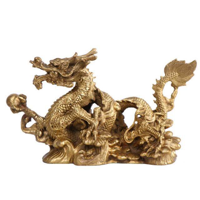 水龍 龍の置物 風水 龍 置物 金 風水グッズ 玄関 銅製 開運厄除