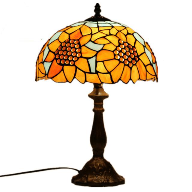 イエロー ステンドグラスランプ スタンド照明 おしゃれ 向日葵 ガラス