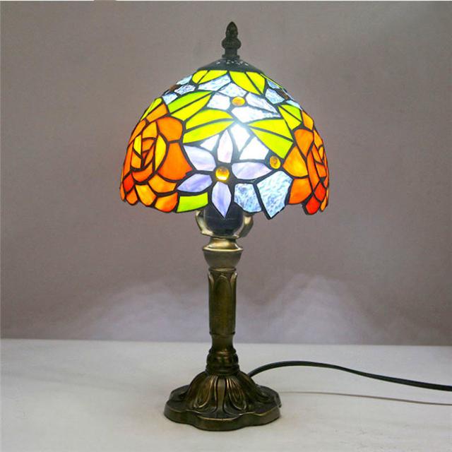 20*38CM 花柄　間接照明　ステンドグラス ランプ おしゃれ LED対応 ガラス  卓上ライト 上質 ギフト スタンド照明 照明器具 テーブルライト ステンドランプ おしゃれ 新築祝い 結婚祝い　卓上照明の通販は