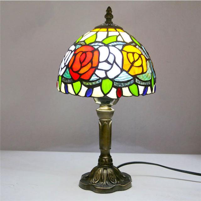 20*38CM 花柄　間接照明　ステンドグラス ランプ おしゃれ LED対応 ガラス 卓上ライト 上質 ギフト スタンド照明 照明器具 テーブルライト ステンドランプ おしゃれ 新築祝い 結婚祝い　卓上照明