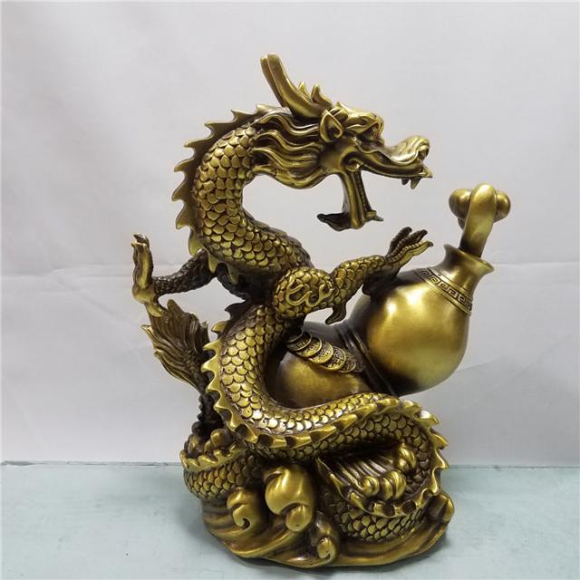 24*15*30CM ヒョウタン 龍の置物 風水 龍 置物 金 風水グッズ 玄関　銅製　開運厄除　祈願成就　ドラゴン 置物 風水 アイテム 龍 竜 龍神 パワースポット 真鍮 開運 金運 財産運 出世運 恋愛運 幸福 成功 プレゼント 贈り物 招財 特大_3
