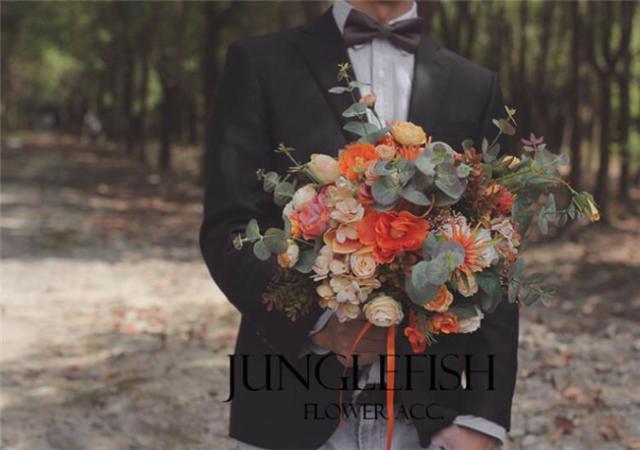 オレンジ【ブーケ】ウェディングブーケ/造花ブーケ/ブライダルブーケ