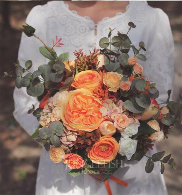 オレンジ【ブーケ】ウェディングブーケ/造花ブーケ/ブライダルブーケ