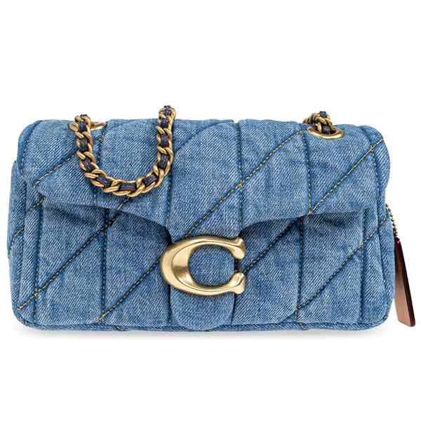 コーチ ショルダーバッグ レディース COACH キルティング デニム ストライプの通販は