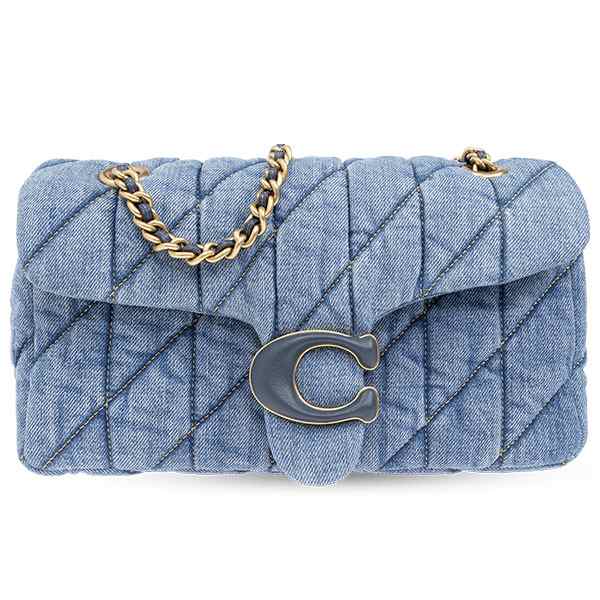 コーチ ショルダーバッグ レディース COACH キルティング デニム ストライプ