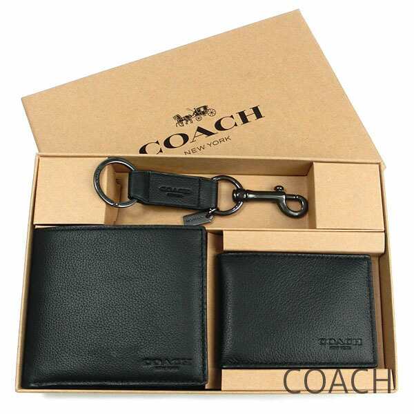 本物の商品 コーチ 二つ折り財布 キーホルダー セット COACH メンズ