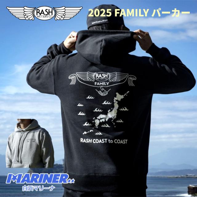 プルオーバー パーカー 2025 RASH ラッシュ FAMILY セットアップ メンズウェア ロングスリーブ 裏起毛 フーディー Hoodie LONG SLEEVE 長袖 10オンス サーフィン マリンスポーツ ブラック グレー パーカの通販は