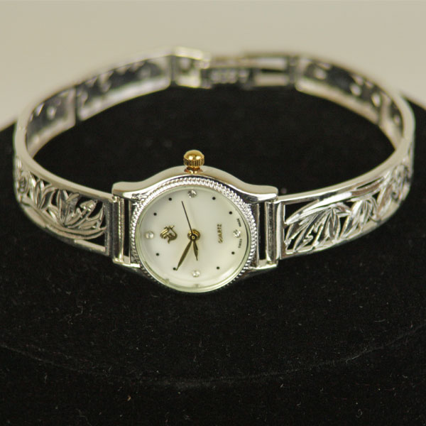 ハワイアンジュエリー シルバーブレスウォッチ フラワーリーフ アクセサリー Hawaiianjewely ハワジュウォッチ 腕時計の通販は