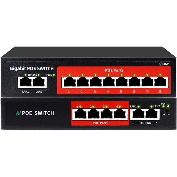 即納在庫あり STEAMEMO 8 Port Gigabit PoE Switch + 4 POE 100W+ 52W