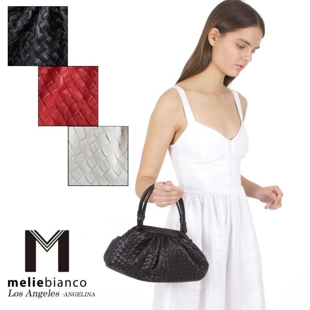 限定品 Melie Bianco（メリービアンコ）TM5710 Ellise Victorias Secret レディース イントレチャート 編み込み リッチ がま口 ハンドバッグ クラッチ