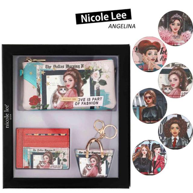 数量限定 NICOLE LEE ニコールリー PRT7011 ガールプリント クラシックカー お財布 ギフトボックス 小銭入れミニポーチ カードケース セット IDケース名刺定期 ニコルリー スマホ入れ 人気 ブランド 財布 ポーチ 風景画 ビーガン マスクポーチ クリスマスギフト プレゼント