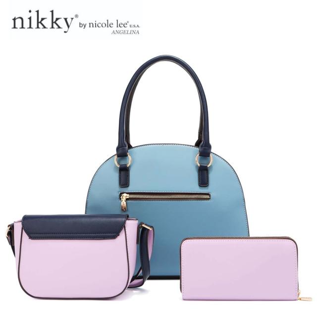 Nikky by nicole lee（ニッキー）NK12375 LOVELY CLARA レディース ３点セット トートバッグ＋ショルダーバッグ＋ラウンドファスナー長財布 ビーガンレザー 30代 40代 20代 春夏秋冬 SDGs サステナブル スカイブルー ローズ 猫ちゃん インスタ ピンク Nikky by nicole lee（ニッキー）NK12375 LOVELY CLARA レディース 3