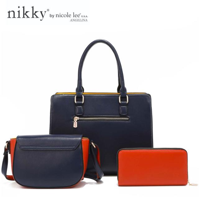 Nikky by nicole lee（ニッキー）NK12371 レディース ３点セット トートバッグ＋スモールハンドバッグ＋ラウンドファスナー長財布 ショルダー ビーガンレザー 30代 40代 20代 春夏秋冬 MISS YOUR CALL SDGs サステナブル 50代 ポップガール インスタ お洒落 Nikky by nicole lee（ニッキー）NK12371 レディース 3点セット