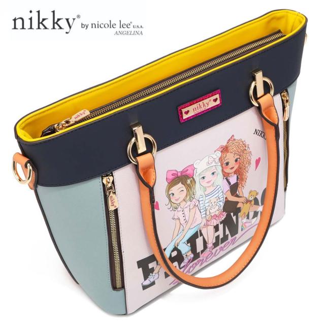 Nikky by nicole lee（ニッキー）NK12380 BEST FRIENDS レディース ３点セット トートバッグ＋ハンドバッグ＋ラウンドファスナー長財布 ビーガンレザー 30代 40代 20代 春夏秋冬 SDGs サステナブル ブルーグレー ガールズポップ インスタ ピンク プレゼント Nikky by nicole lee（ニッキー）NK12380 BEST FRIENDS レディース 3