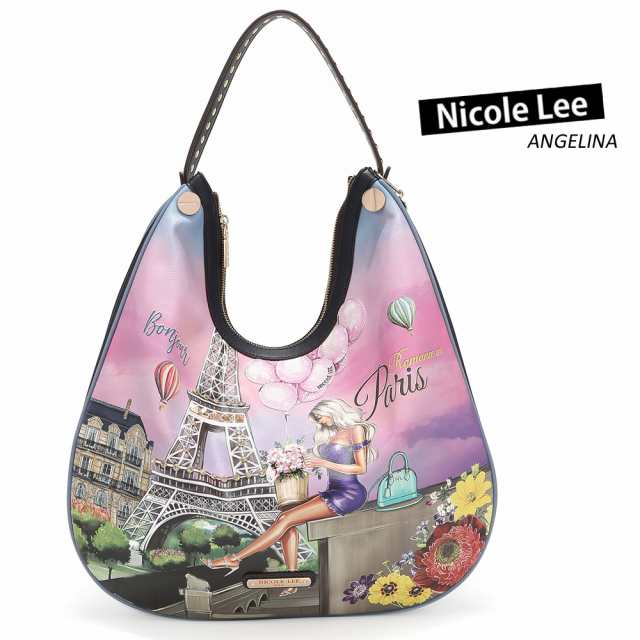 数量限定 NICOLE LEE ニコールリー RIP16477 ROMANCE IN PARIS レディース ロマンス パリ ワンショルダー トートバッグ シングルハンドル ビジュー エッフェル塔 春夏秋冬 ビーガンレザー ヴィーガン 30代 40代 20代 サステナブル SDGs 大きめ 紫の通販は