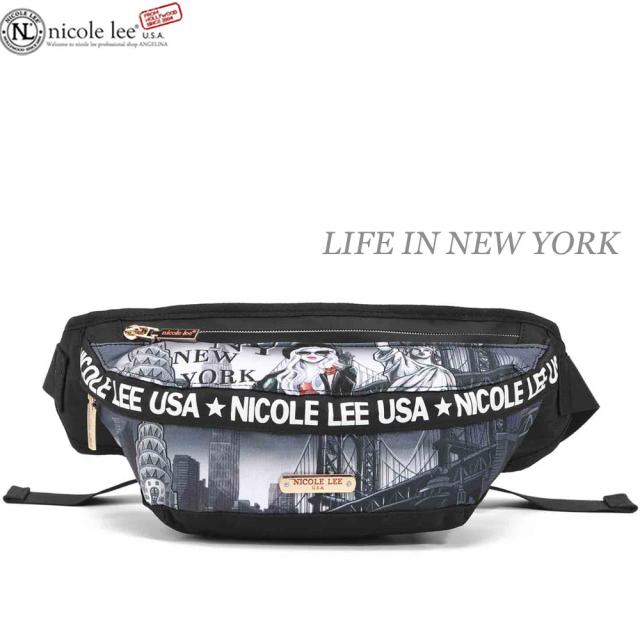 数量限定！NICOLE LEE ニコールリー FP16102 LIFE IN NEW YORK レディース ニューヨーク ガール クール デッサン ウエストポーチ ナイロンバッグ サコッシュ ビーガンレザー ヴィーガン 40代 春夏秋冬 黒 ニコルリー ボディバッグサステナブル　50代 60代 軽い 軽量の通販は