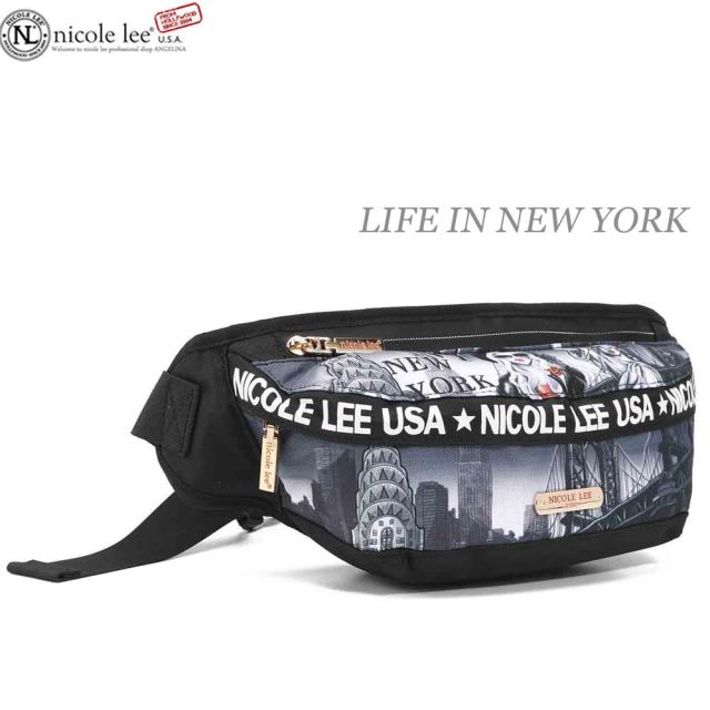 数量限定！NICOLE LEE ニコールリー FP16102 LIFE IN NEW YORK レディース ニューヨーク ガール クール デッサン ウエストポーチ ナイロンバッグ サコッシュ ビーガンレザー ヴィーガン 40代 春夏秋冬 黒 ニコルリー ボディバッグサステナブル　50代 60代 軽い 軽量の通販は