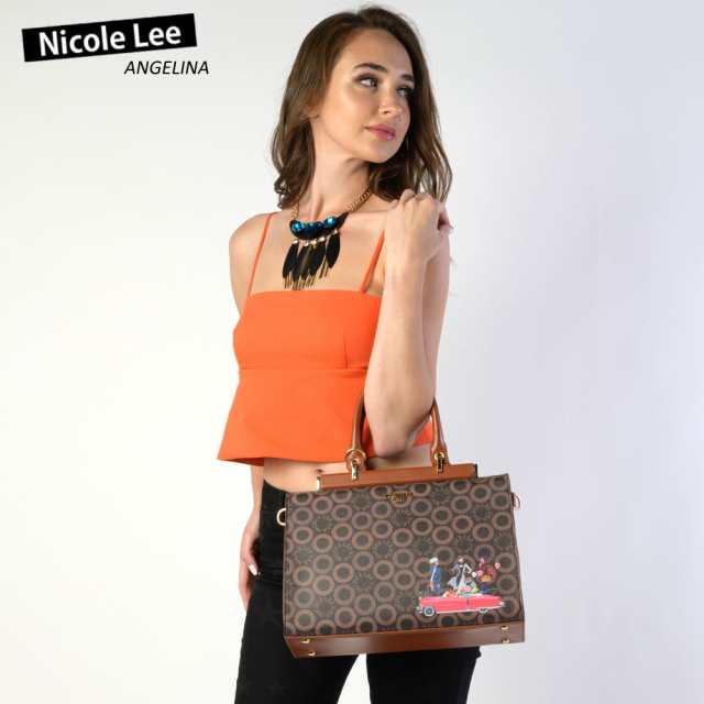 数量限定!NICOLE LEE ニコールリー SW16301 SMALL WORLD BROWN BLACK レディース モノグラム クラシカル ハンドバッグ ショルダー ビーガンレザー ヴィーガン 30代 40代 20代 ニコルリー アンティーク ビンテージ SDGs サステナブル 50代 60代 軽い 軽量 クリスマスの通販は
