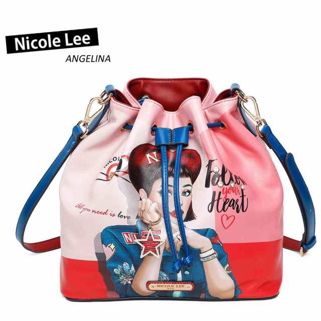 数量限定!NICOLE LEE ニコールリー DTL16014 DAISY TAKES LOVE レディース ハート デイジー ガール巾着 バルーンバッグ ショルダーバッグ ビジュー ショルダー 猫 ビーガンレザー ヴィーガン底鋲 ピンク レッド ブランド バック 30代 40代 20代SDGsサスティナブル50代60代の通販は