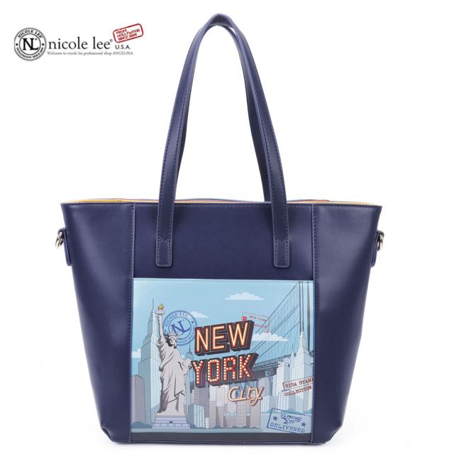 数量限定 NICOLE LEE ニコールリー NYD15078 NEW YORK DRIVE クラシカル レトロ ガール ハンドバッグ ショルダー　ニューヨーク ドライブ ビーガン レディース バッグ a4 底鋲 ヴィーガン 人気 ブランド 30代 40代 ネイビー レッド バイカラー 大きめ　ニコルリー　送料無料