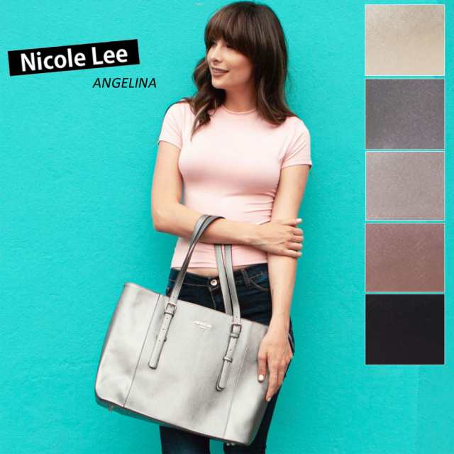NICOLE LEE ニコールリー P15327 レディース シンプル シャイニー ニコルリー トートバッグ 大きめ ショルダー ビーガンレザー ヴィーガン 人気 底鋲 ビジュー ママ ブランド バック 30代 40代 20代 春夏秋冬SDGSサスティナブル50代60代 革 レザー かわいいおしゃれの通販は