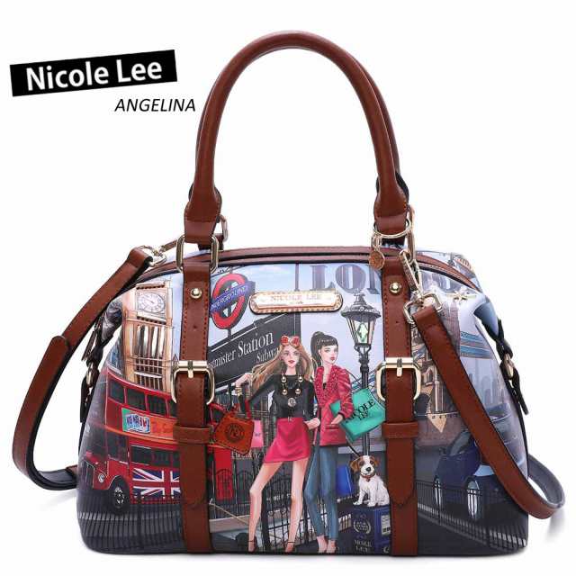 数量限定!NICOLE LEE ニコールリー WOW16021 WOW! ITS LONDON レディース ロンドンガール ミニボストン ハンドバッグ 小さめ イギリス ビジュー スタッズ ブラウン クラシカル ビーガンレザー ヴィーガン バック 30代 40代 20代 春夏秋冬SDGsサスティナブル50代60代の通販は