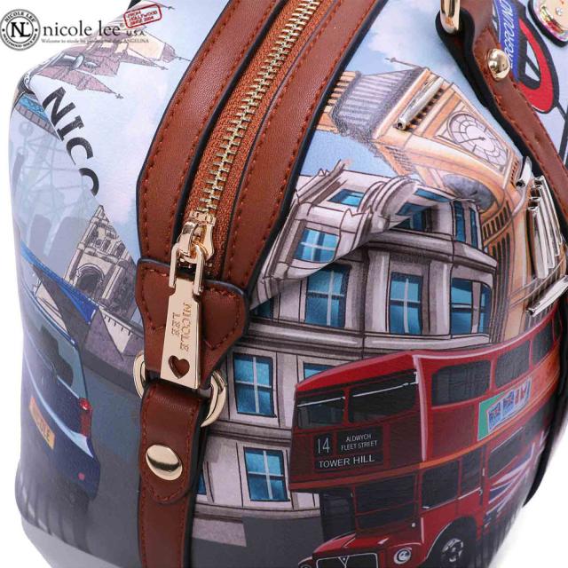 数量限定！NICOLE LEE ニコールリー WOW16021 WOW! ITS LONDON レディース ロンドンガール ミニボストン ハンドバッグ 小さめ イギリス ビジュー スタッズ ブラウン クラシカル ビーガンレザー ヴィーガン バック 30代 40代 20代 春夏秋冬SDGsサスティナブル50代60代 数量限定！NICOLE LEE ニコールリー WOW16021 WOW! ITS LONDON